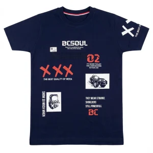 تیشرت بچگانه پسرانه آستین کوتاه نخ پنبه مدل BCSOUL سایز بندی 55 و 60 و 65