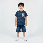 تن خوری تیشرت شورتک پسرانه سرمه ای