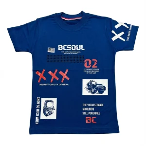 تیشرت بچگانه پسرانه آستین کوتاه نخ پنبه مدل BCSOUL سایز بندی 55 و 60 و 65