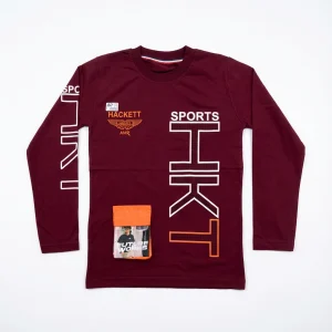 تیشرت بچگانه پسرانه آستین بلند نخ پنبه SPORT HKT سایز 55 و 60 و 65