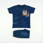 ست تیشرت شورتک پسرانه سرمه ای سایز 45 و 50