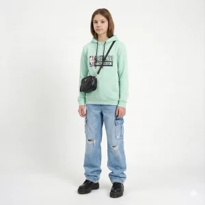 هودی بچگانه طرح ALL STAR سبز پسته ای دورس دو نخ وارداتی داخل کرکی