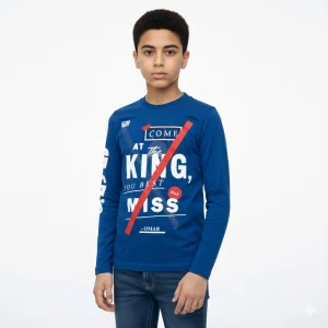 تیشرت دو نخ پنبه وارداتی پسرانه آستین بلند نخ پنبه KING سایز 65