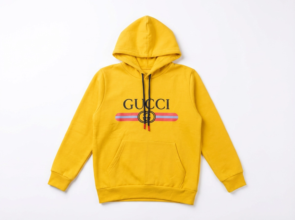 هودی بچگانه طرح گوچی رنگ زرد دورس دو نخ وارداتی داخل کرکی