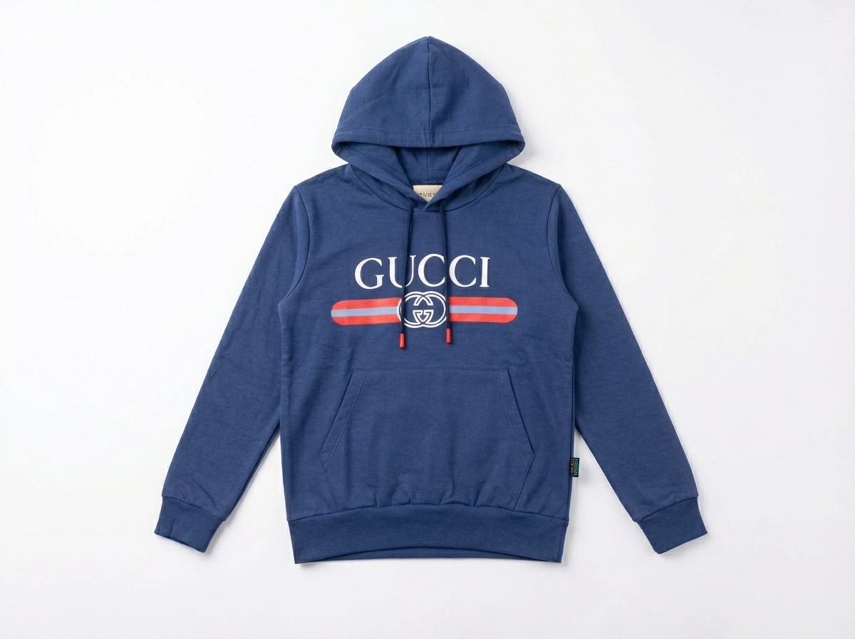 هودی بچگانه طرح گوچی رنگ آبی دورس دو نخ وارداتی داخل کرکی