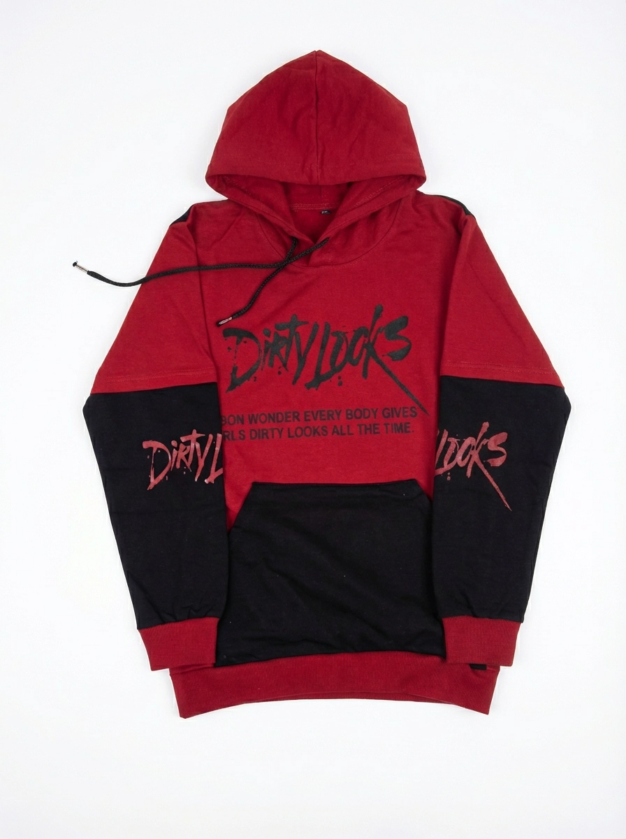 هودی بچگانه قرمز مشکی پنبه وارداتی ضخیم