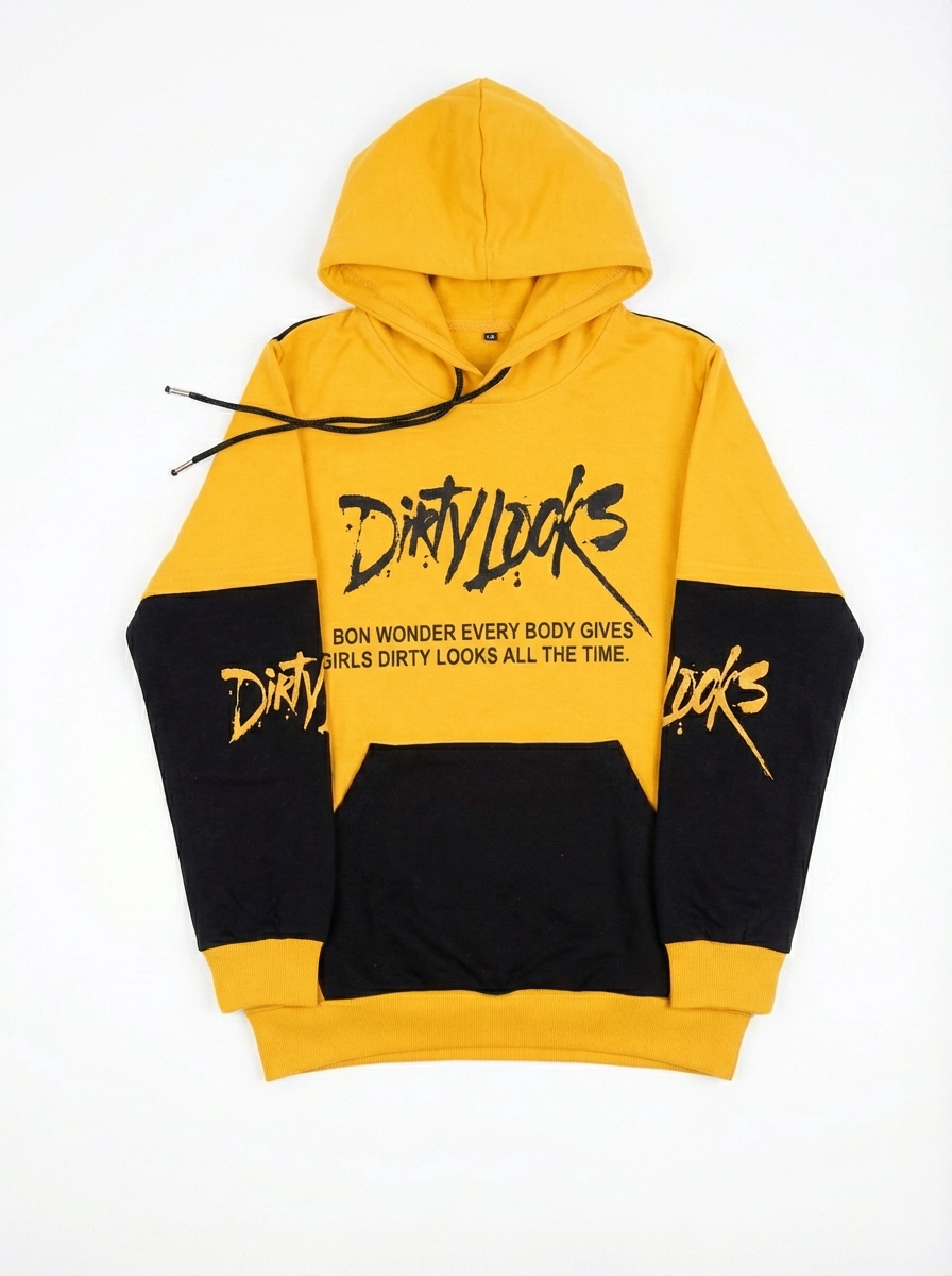 هودی بچگانه زرد مشکی پنبه وارداتی ضخیم