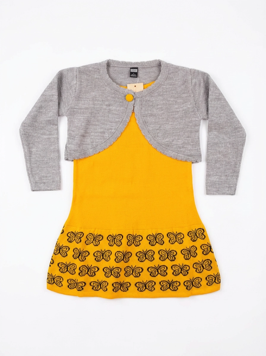 پیراهن و ژیله دخترانه بافت کامپیوتری وارداتی