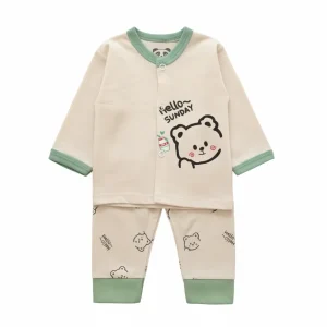 ست بلوز شلوار طرح خرس نوزادی سایز صفر مناسب نوزاد تا 3 ماه