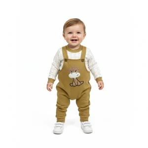 سرهمی طرح زرافه و بولیز چهار خونه بچگانه سایز بندی 1 تا 3