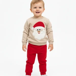 بلوز شلوار پنبه طرح بابانوئل بچگانه سایز 35 و 40