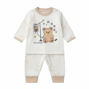 ست بلوز شلوار نوزادی طرح خرس سایز صفر و 1 مناسب نوزاد تا 6 ماه