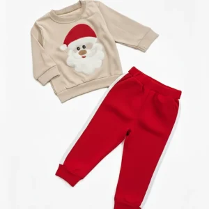 بلوز شلوار پنبه طرح بابانوئل بچگانه سایز 35 و 40