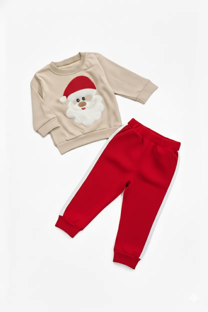 بلوز شلوار پنبه طرح بابانوئل بچگانه سایز 35 و 40