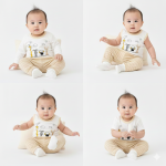 ست 5 تکه نوزادی نخی طرح باغ وحش سفید کرم تن خوری پسر