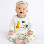 تن خوری ست بلوز شلوار نوزادی نخی طرح فیل و زرافه 2