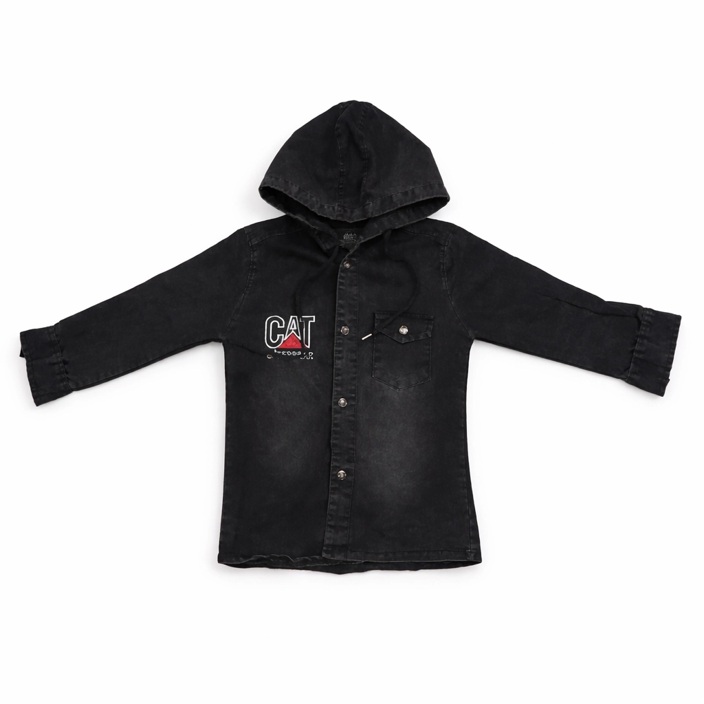 پیراهن بچه گانه پسرانه پارچه ای کتان کلاه دار