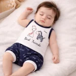 تن خوری ست 5 تکه نوزادی نخی طرح حیوانات جعبه دار سایز 0 و 1 و 2