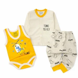 ست نوزادی بلوز شلوار و بادی طرح هواپیما سایز 1 تا 3