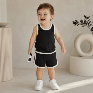 ست تاپ شلوارک بچه گانه مشکی مناسب 3 تا 18 ماه
