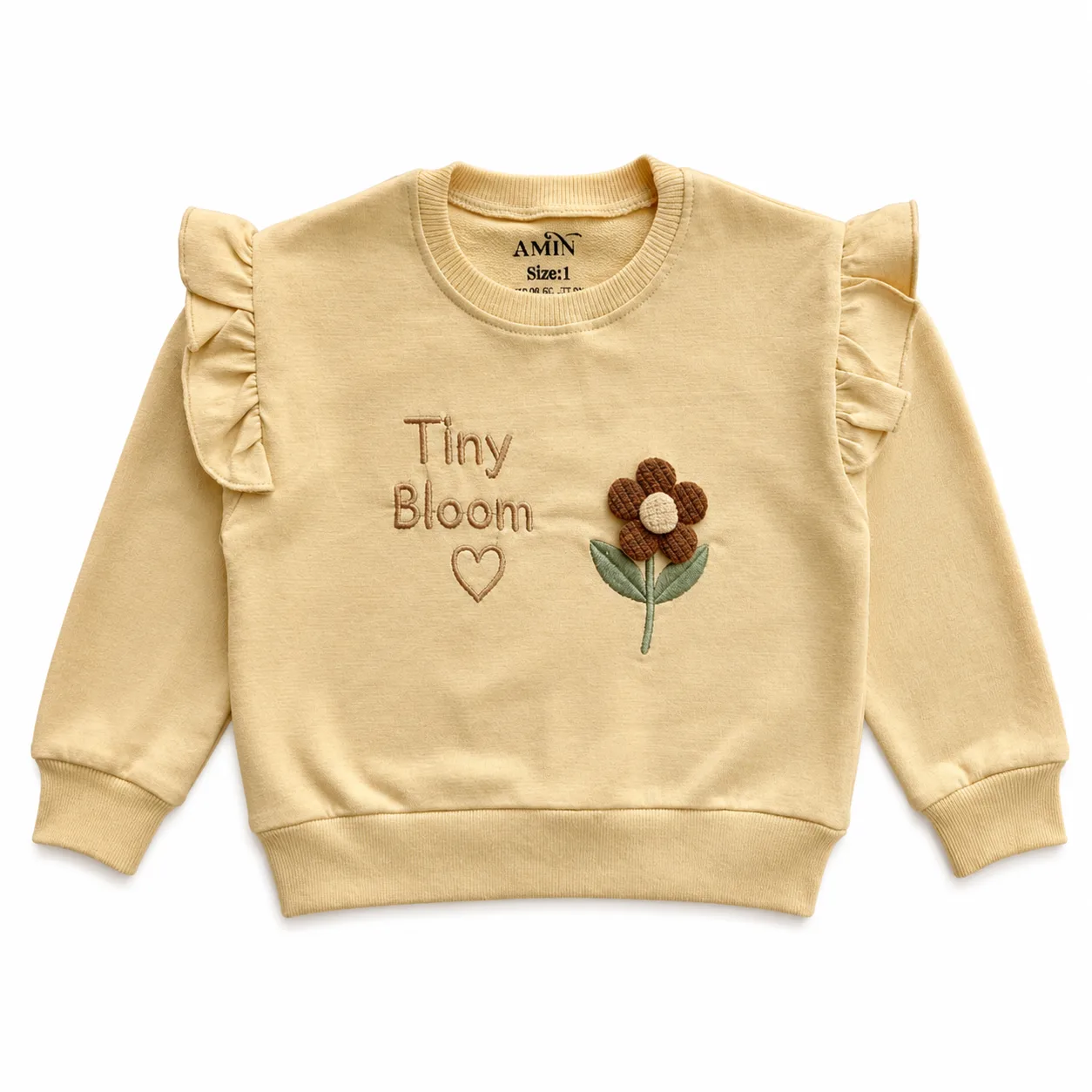 دورس بچگانه دخترانه کرم طرح TINY BLOOM مناسب 6 ماه تا 36 ماه