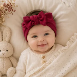 هد بند نوزادی کبریتی پاپیون رنگ زرشکی